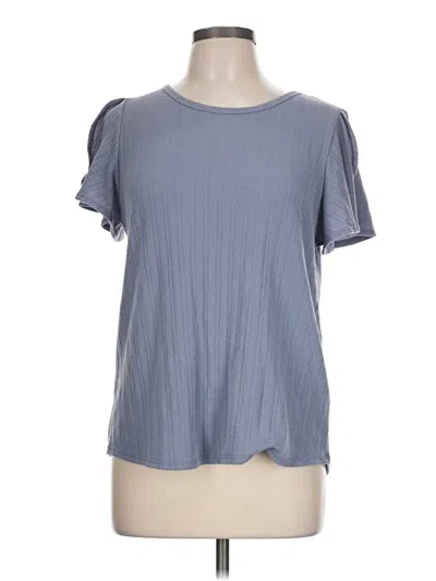Pre-owned Green Envelope Short Sleeve Top Gray Cold Shoulder Neckline Tops