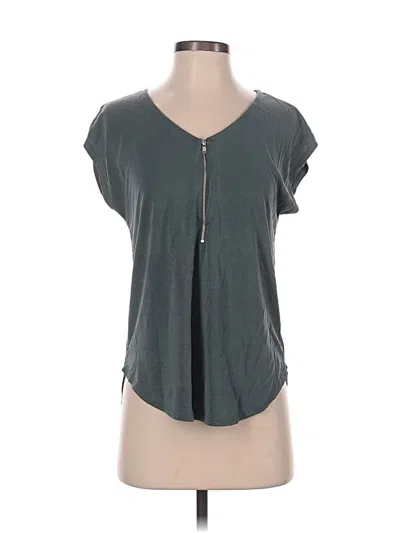 Pre-owned Green Envelope Short Sleeve Top Gray Scoop Neck Tops
