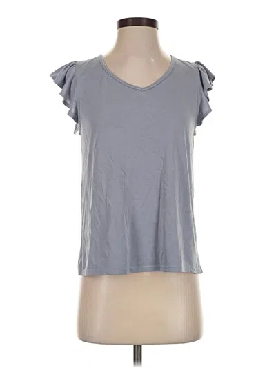 Pre-owned Green Envelope Short Sleeve Top Gray Scoop Neck Tops