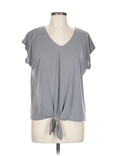 Pre-owned Green Envelope Short Sleeve Top Gray V Neck Tops