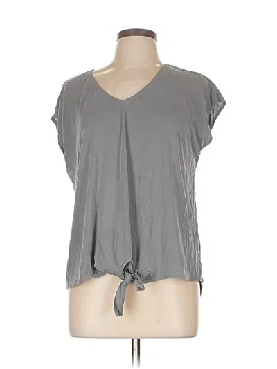 Pre-owned Green Envelope Short Sleeve Top Gray V Neck Tops