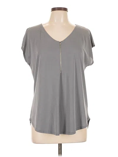 Pre-owned Green Envelope Short Sleeve Top Gray V Neck Tops