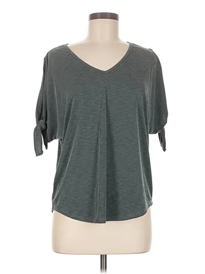 Pre-owned Green Envelope Short Sleeve Top Gray V-neck Tops
