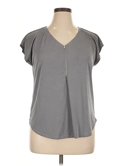 Pre-owned Green Envelope Short Sleeve Top Gray V-neck Tops