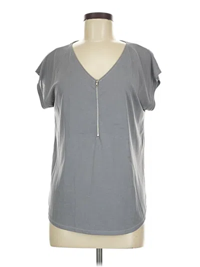 Pre-owned Green Envelope Short Sleeve Top Gray V-neck Tops