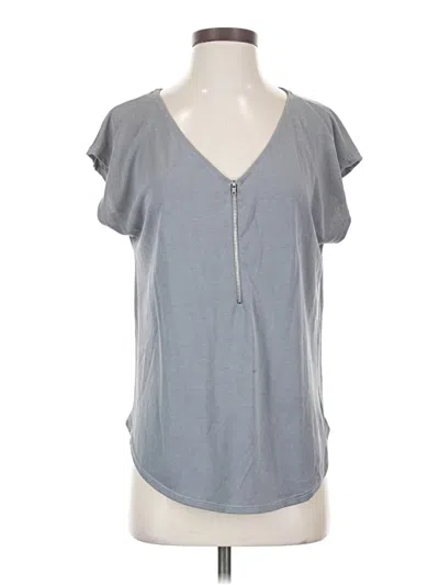 Pre-owned Green Envelope Short Sleeve Top Gray V-neck Tops