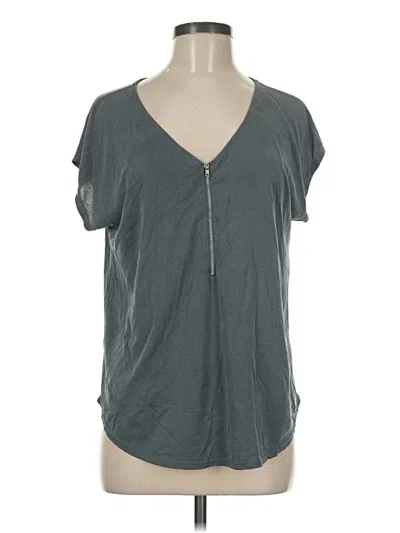 Pre-owned Green Envelope Short Sleeve Top Gray V-neck Tops
