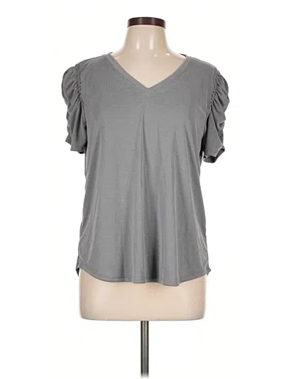 Pre-owned Green Envelope Short Sleeve Top Gray V-neck Tops