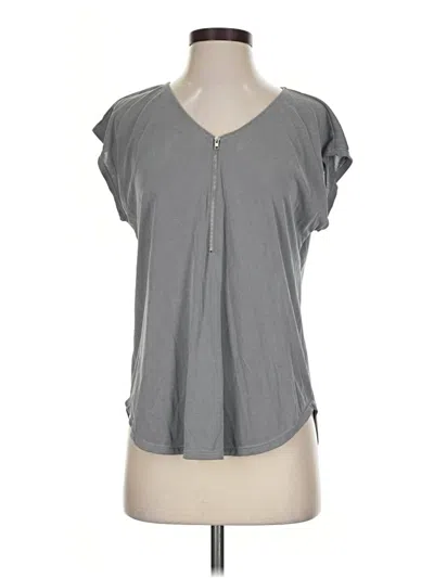 Pre-owned Green Envelope Short Sleeve Top Gray V-neck Tops