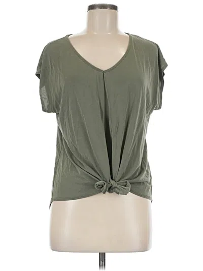 Pre-owned Green Envelope Short Sleeve Top Green Keyhole Neckline Tops