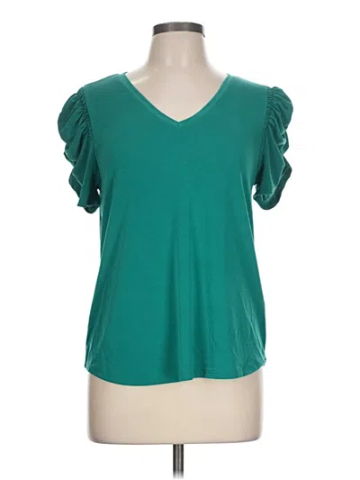 Pre-owned Green Envelope Short Sleeve Top Green V-neck Tops