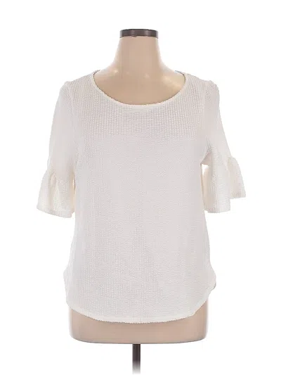 Pre-owned Green Envelope Short Sleeve Top Ivory Cold Shoulder Neckline Tops In White