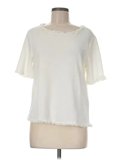 Pre-owned Green Envelope Short Sleeve Top Ivory Crew Neck Tops