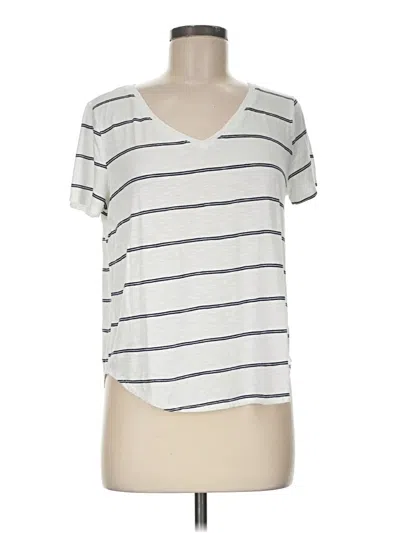Pre-owned Green Envelope Short Sleeve Top Ivory V-neck Tops