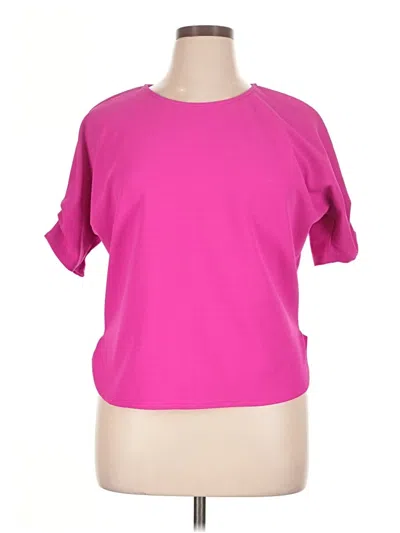 Pre-owned Green Envelope Short Sleeve Top Pink Boatneck Tops