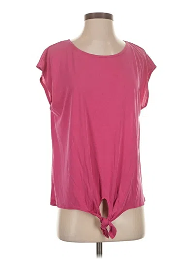 Pre-owned Green Envelope Short Sleeve Top Pink Scoop Neck Tops