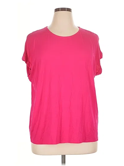 Pre-owned Green Envelope Short Sleeve Top Pink Scoop Neck Tops