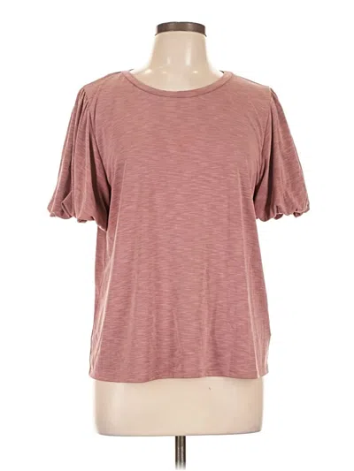 Pre-owned Green Envelope Short Sleeve Top Pink Scoop Neck Tops