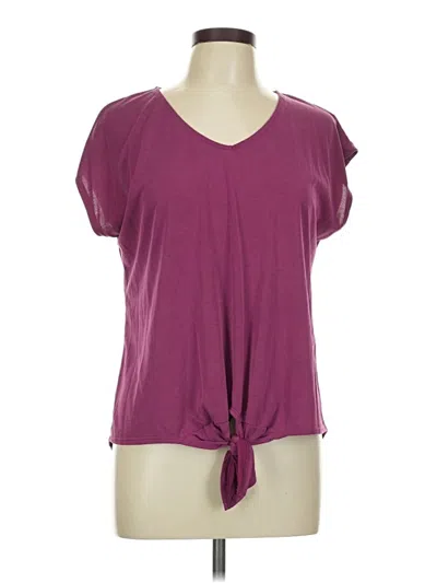 Pre-owned Green Envelope Short Sleeve Top Purple V Neck Tops