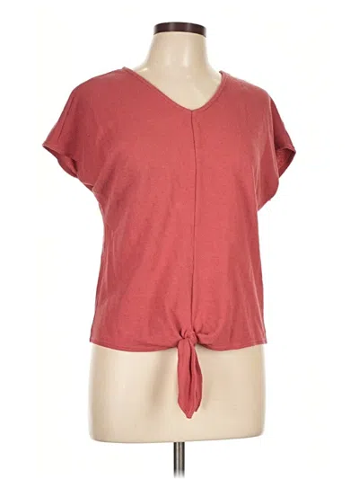 Pre-owned Green Envelope Short Sleeve Top Red V-neck Tops