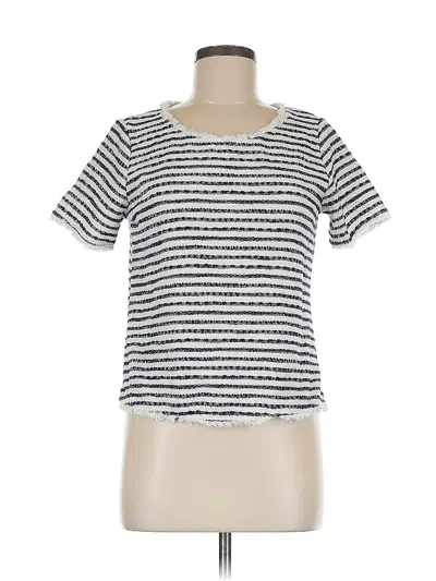 Pre-owned Green Envelope Short Sleeve Top Silver Square Neckline Tops