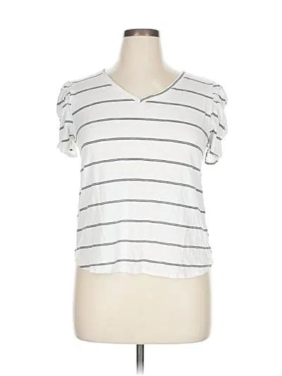 Pre-owned Green Envelope Short Sleeve Top Silver V Neck Tops