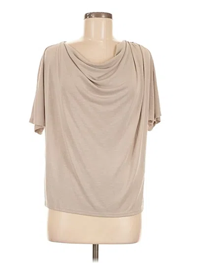 Pre-owned Green Envelope Short Sleeve Top Tan Cowl Neck Tops In Brown
