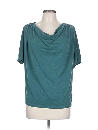 Pre-owned Green Envelope Short Sleeve Top Teal Cowl Neck Tops In Blue