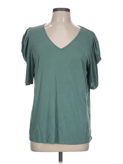 Pre-owned Green Envelope Short Sleeve Top Teal V-neck Tops