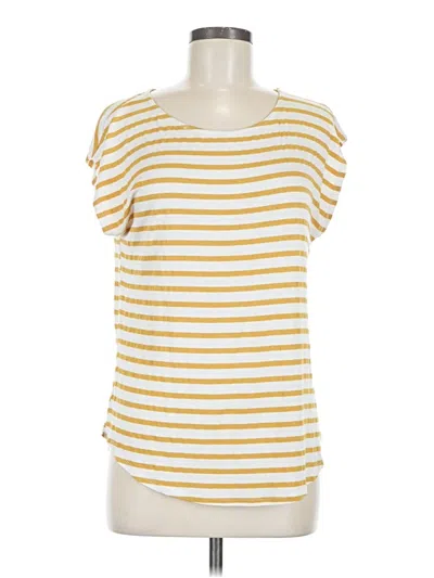 Pre-owned Green Envelope Short Sleeve Top Yellow Scoop Neck Tops