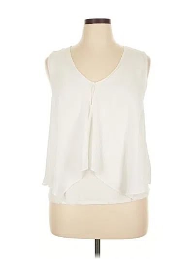 Pre-owned Green Envelope Sleeveless Blouse In White