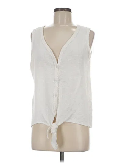 Pre-owned Green Envelope Sleeveless Blouse In White
