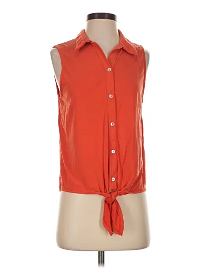 Pre-owned Green Envelope Sleeveless Button Down Shirt In Orange