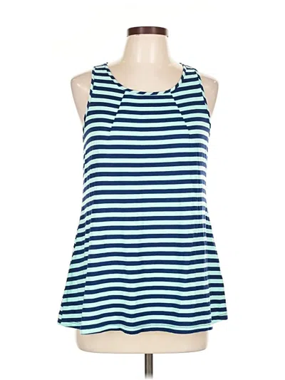 Pre-owned Green Envelope Sleeveless Top Blue Halter Neckline Tops