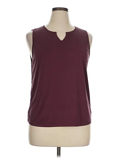 Pre-owned Green Envelope Sleeveless Top Burgundy Keyhole Neckline Tops