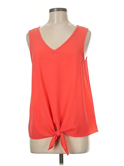 Pre-owned Green Envelope Sleeveless Top Orange V Neck Tops