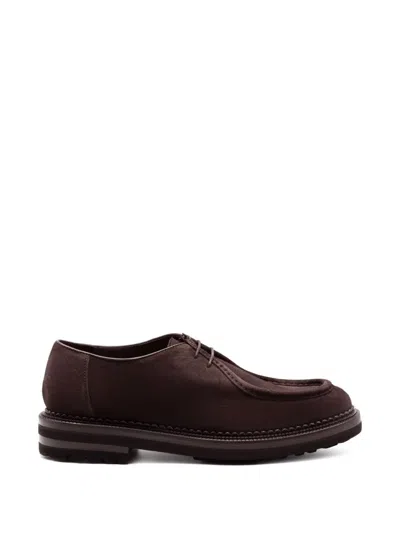 Green George Apron-toe Suede Derby Shoes In Brown