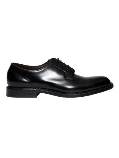 Green George Black Leather Lace-up