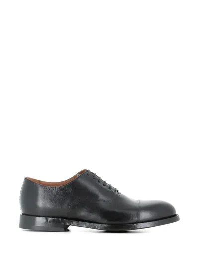 Green George Cap-toe Leather Oxford Shoes In Black