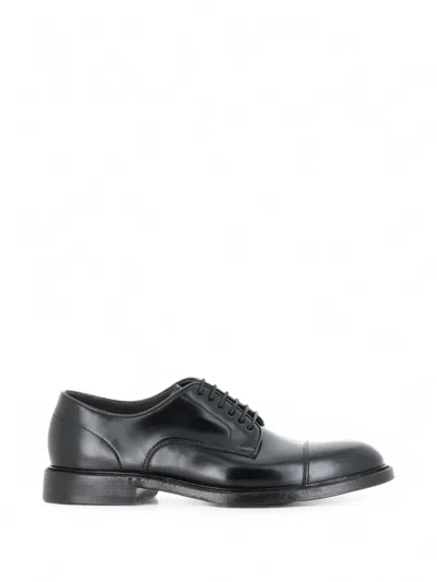 Green George Cap-toe Lace-up Derby Shoes In Black