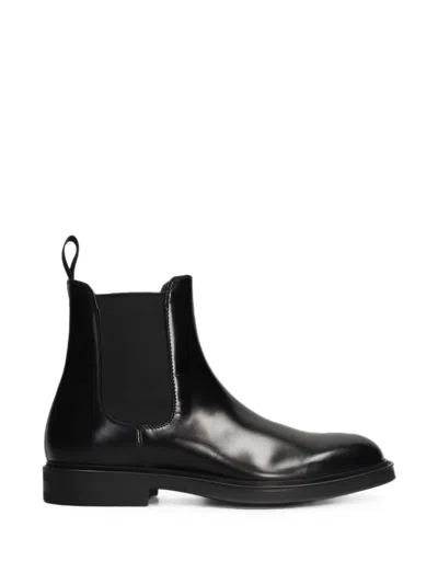 Green George Chelsea Leather Boots In Black