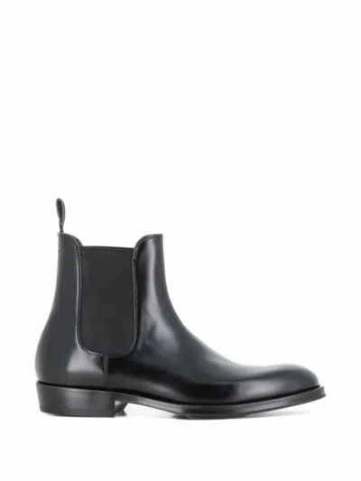 Green George Chelsea Leather Boots In Black