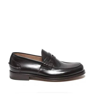 Green George Ebony Brushed Calfskin Moccasin In Black
