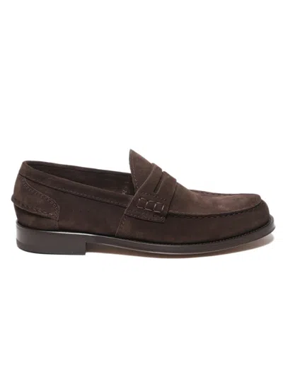 Green George Ebony Suede Moccasin In Black