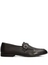 Green George Grained-leather Loafers In Black