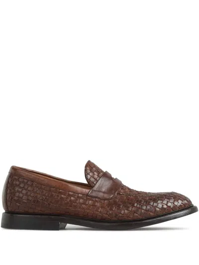Green George Interwoven Loafers In Brown