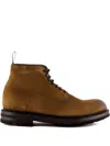 Green George Lace-up Round-toe Boots In Brown