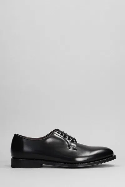 Green George Lace Up Shoes In Black Leather