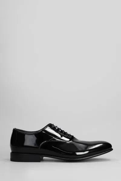 Green George Lace Up Shoes In Black Patent Leather