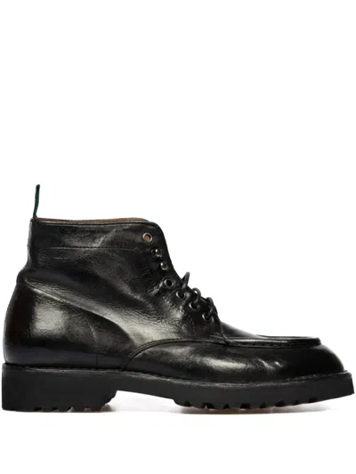 Green George Leather Boots In Black